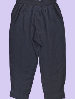 Women's Black Relaxed Elastic-Waist Pants Small